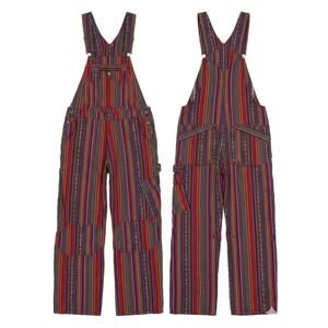 Murkobeye Boho Woven Cotton Cargo Overalls M EUC Multicolor Stripe om gaia tree